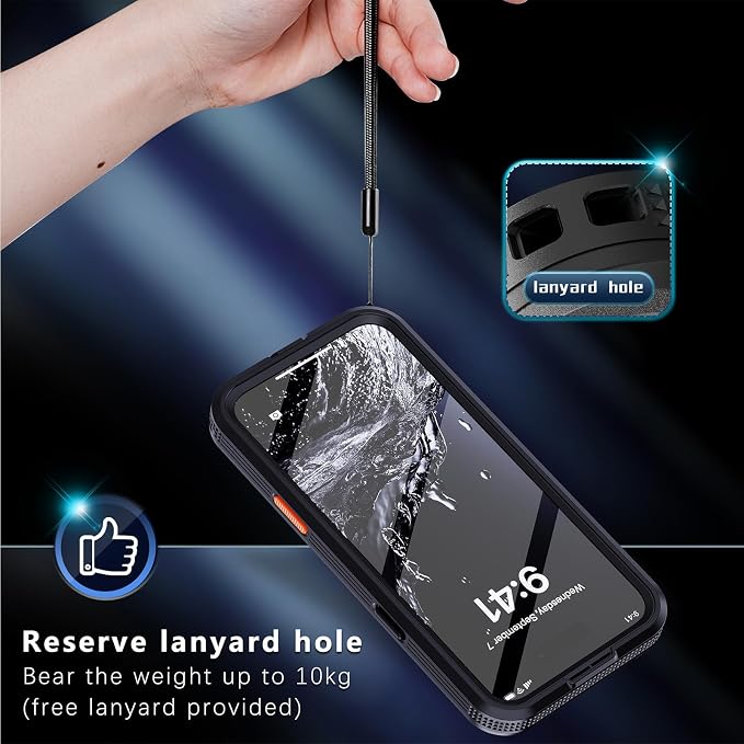 Guppy for iPhone 16 Pro Magnetic Waterproof Case, Built-in Screen Protector [IP68 Waterproof][14FT Military Drop Proof] 360° Full Body Protection Dustproof Shockproof Heavy Duty Rugged Case, Black