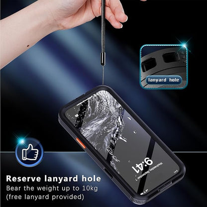 Guppy for iPhone 16 Pro Magnetic Waterproof Case, Built-in Screen Protector [IP68 Waterproof][14FT Military Drop Proof] 360° Full Body Protection Dustproof Shockproof Heavy Duty Rugged Case, Black