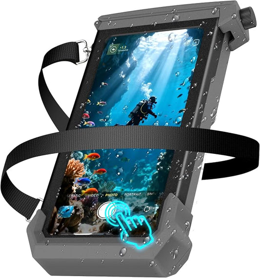 Underwater Phone Case for Snorkeling & Diving (50ft/15m), IP68 Waterproof Case for Swimming, Universal Underwater Touch Screen Case Compatible with iPhone (Gray+Black, 5th Generation Phone Case)