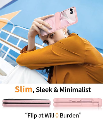 FNTCASE for Motorola Razr 2026/2025 Case, Fit for Magsafe, Hinge Protection | Screen Protector, Translucent Matte Magnetic Back, 18FT Military Grade Drop Proof, Protective Phone Cover, Light Pink