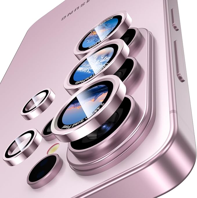 Uyiton for Samsung Galaxy S26 Ultra Camera Lens Protector - [Case-Friendly][Not Easy to Break][Ultra-Thin] Military-Grade Tempered Glass with Aluminum Metal Rear Camera Screen Cover - Pink