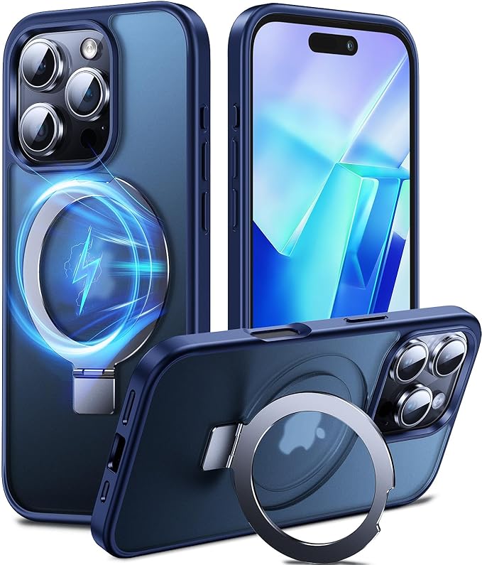 Chicfun 3-in-1 [Magnetic+Kickstand+Ring Holder] for iPhone 16 Pro Case with Stand Ring Holder， Compatible with MagSafe, Military Shockproof Kickstand Phone Case iPhone 16 Pro Cover Blue