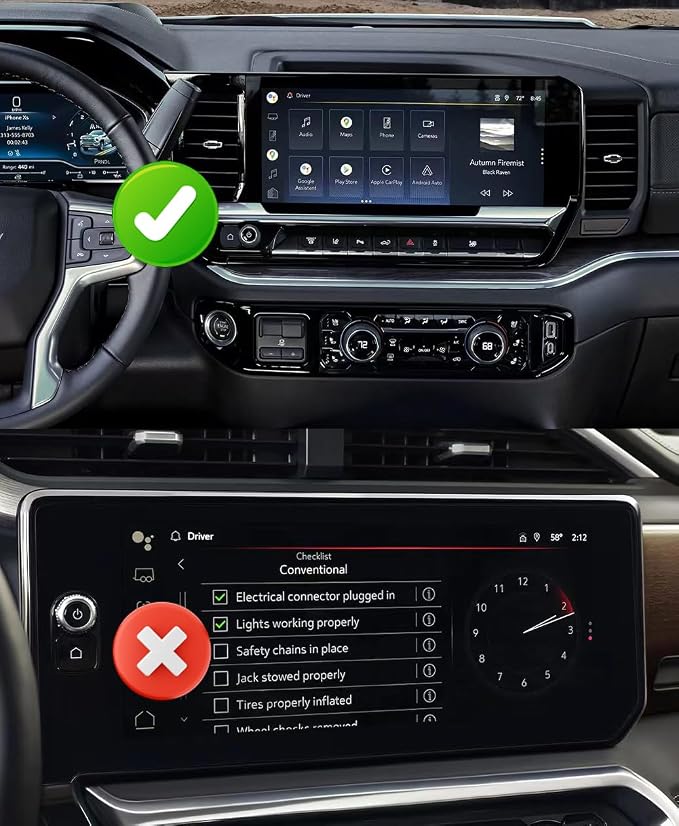 Car Phone Holder for Chevy Silverado/GMC Sierra 1500/2500/3500 Accessories 2022 2023 2024 2025 Custom Dash Mount Cell Phone Holder for Most Smartphones One-Hand Operation(with 13.4inch Screen)