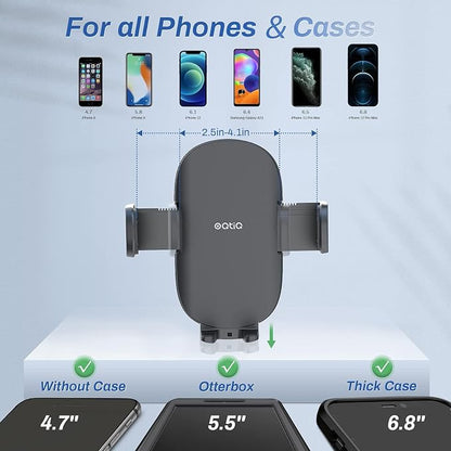 OQTIQ 13" Gooseneck Car Phone Mount – Windshield & Dashboard Holder with Strong Suction Cup, Anti-Shake Stabilizer, One-Button Release – Compatible with iPhone 17/16/15/14 and All Smartphones