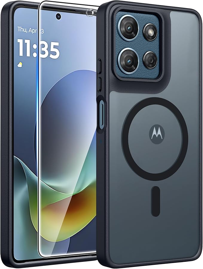 FNTCASE for Moto G 2026/2025 Case: Motorola Moto G Play 5G 2026 Case [Compatible with Magsafe] Translucent Matte Cases with [Screen Protector] Military Grade Shockproof Protective Phone Cover -Black