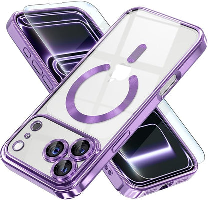 Misea Magnetic for iPhone 17 Pro Case Compatible with MagSafe [Never Yellowing] [Military Grade Drop Protection] Full Camera Lens Protector Plating Soft Clear Phone Case for Women, Lavender Purple
