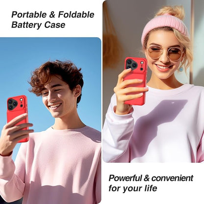 GIN FOXI Battery Case for iPhone 17 Pro, Rechargeable Case Charger 8500mAh Ultra-Slim Lightweight Powerful Battery Pack 15W Fast Charging Anti-Fall TPU Juice Box for 17 Pro (6.3") Red
