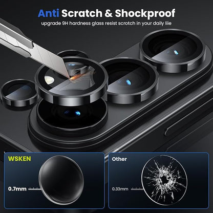 WSKEN for Samsung Galaxy S26 Ultra Camera Lens Protector - Ultra Thin Case Friendly, 9H Shatterproof Tempered Glass with Anti Scratch Metal Circle Camera Screen Protector Cover Accessories, Black