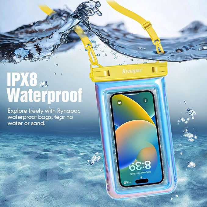 [Up to 8.5''] Floating Waterproof Phone Pouch, IPX8 Underwater Cell Phone Holder with Lanyard for iPhone 17 16 15 14 Pro Max, Galaxy S25 24 Ultra, Beach Cruise Ship Essentials Travel Must Haves
