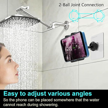 OCEANLOVE Wall Mount Universal Phone Holder, Self-Adhesive, Rotatable Ball, Waterproof, for iPhone Samsung, Google, All Smartphones, Shower Mirror Title Car Gym Bathroom Kitchen