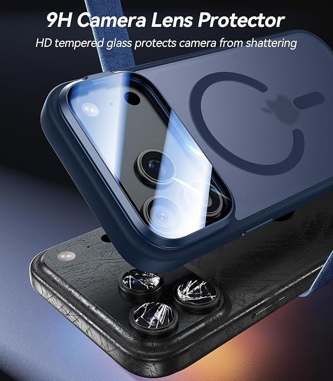 [Upgraded Full Camera Protection] for iPhone 17 Pro Case with Camera Cover Stand [Fit for MagSafe][10FT Mil-Grade Protection] Translucent Magnetic iPhone 17 Pro Phone Case, Blue