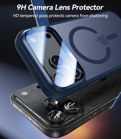 [Upgraded Full Camera Protection] for iPhone 17 Pro Max Case with Camera Cover Stand [Fit for MagSafe][10FT Mil-Grade Protection] Translucent Magnetic iPhone 17 Pro Max Phone Case, Blue