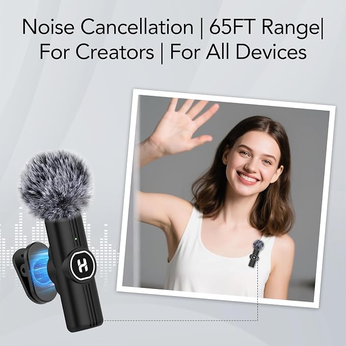 3 in 1 Mini Wireless Lavalier Microphone for All Devices (iOS, Andriod, Camera, PC) - Noise Reduction Lapel Mic for Recording, Clip on Omni Lav Mic for Video Recording, Tiktok, YouTube, Vlog