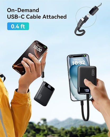 INIU Power Bank, Smallest 20000mAh Portable Charger with USB C Cable, 22.5W PD Fast Charging Phone Battery Pack, LED Display Powerbank for Xiaomi iPhone 17 16 15 14 Pro Samsung S25 Google iPad etc