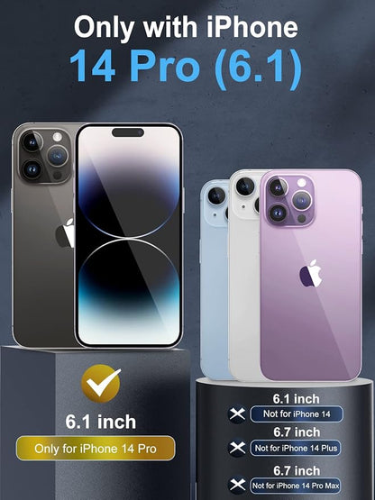 WIFORT for iPhone 14 Pro Waterproof Case - Metal Heavy Duty Full Body Protective Cover Built-in Screen Protector, IP68 Water Proof Military Grade Shockproof Rugged Drop Defender Phone case 6.1" Black