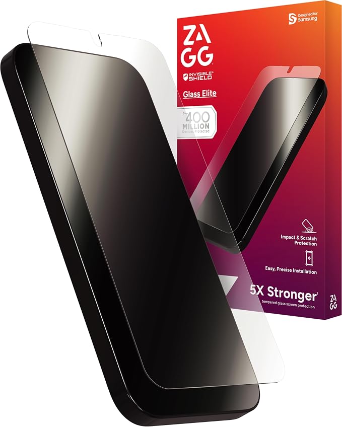 ZAGG Glass Elite Samsung S24 FE Screen Protector – Ultra-Strong, 5x Stronger Tempered Glass, Smudge-Resistant, Made with Recycled Glass