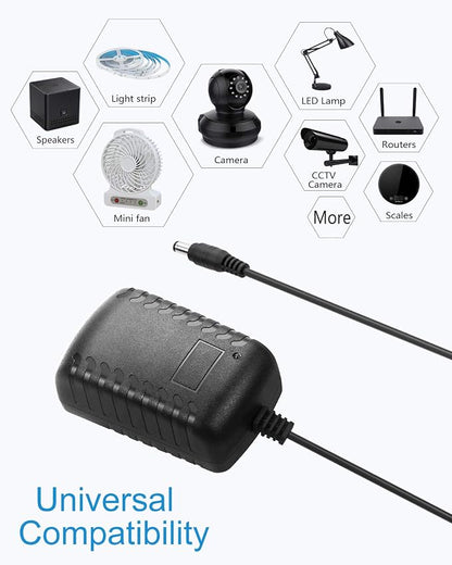 ALITOVE DC 5V 3A Power Cord AC Adapter 5 Volt Power Supply 4.92Ft 5.5mm x 2.5mm/2.1mm AC 100-240V to DC 5Volt 3000mA 2500mA 15W for LED Pixel Light CCTV Camera USB-HUB Wireless Router（5 Pack）