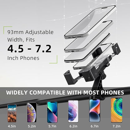 ROCKBROS Bike Phone Holder, Motorcycle Phone Mount, Anti-Shake Cell Phone Holder, 360° Adjustable for iPhone 16, 15 Pro Max/Plus, S9, S10 and More 4.7" to 7" Smartphones，Black