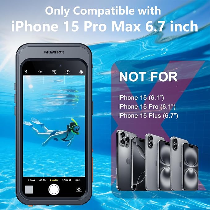 [Bluetooth Control] Underwater Camera Case for iPhone 15 Pro Max Case Waterproof,[ IP68 Underwater Physical Button Photography & Video Recording] Cover Bag Box for Snorkeling, Swimming & Surfing-6.7"