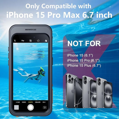 [Bluetooth Control] Underwater Camera Case for iPhone 15 Pro Max Case Waterproof,[ IP68 Underwater Physical Button Photography & Video Recording] Cover Bag Box for Snorkeling, Swimming & Surfing-6.7"