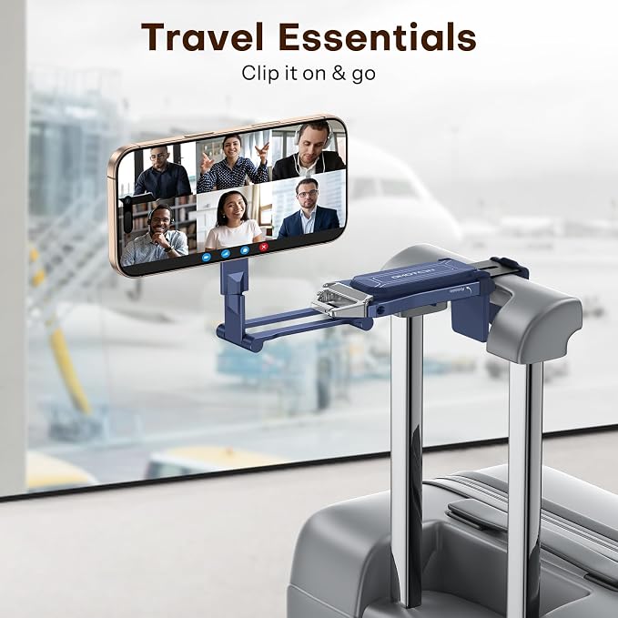 OMOTON TP02 360°Rotating for MagSafe Tripod Mount, Adjustable Aluminum Magnetic Phone Tripod for iPhone 17/16/15/14 Pro Max Air, Foldable Cell Phone Stand Fits Vlog, Gym, Travel Essentials, Navy Blue
