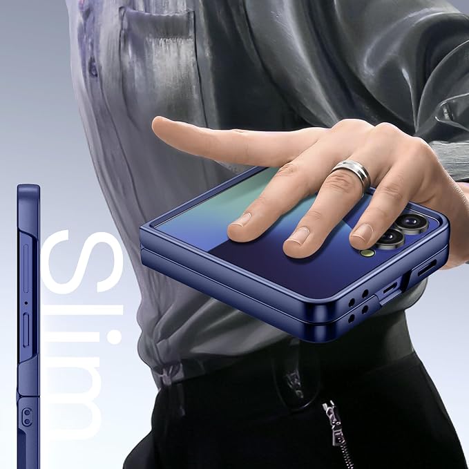 JETech Case for Samsung Galaxy Z Flip 7, Blue Shadow | Built-in Front Screen Protector, Slim Hard PC Design, Shockproof Protection, Anti-Scratch Finish