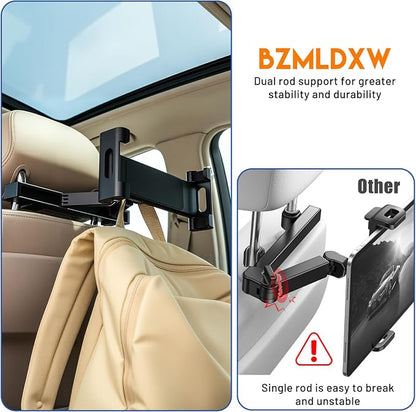 Car Tablet Headrest Holder -[3 in 1 Extension Arm] Adjustable Tablet Car Mount for Back Seat, Car Back Seat Headrest Mount Stand for Kids for iPad Pro Air Mini Galaxy Fire 4.7-12.9" Devices
