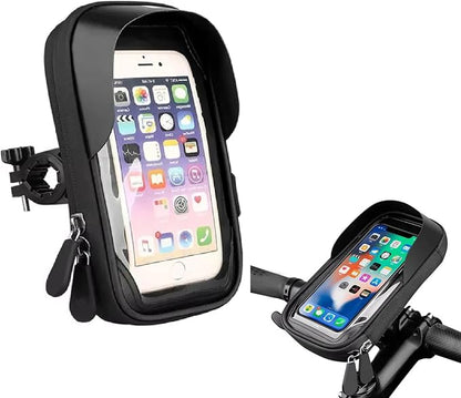 Bike Frame Bag Waterproof Bicycle Phone Holder Pouch Smartphone Mount 360° Rotatable Touchscreen Zipper Handlebar Bag Sun Visor Rain Cover Motorbike Scooter Scooty