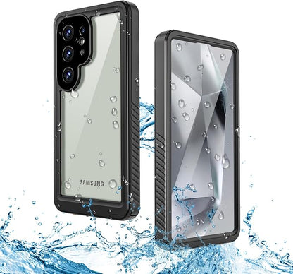 Omio Compatible with Samsung Galaxy S25 Ultra Waterproof Case, Full Body IP68 Waterproof Dustproof Underwater Case Built-in Lens & Screen Protector Military Grade Shockproof Case for Men Women, Black