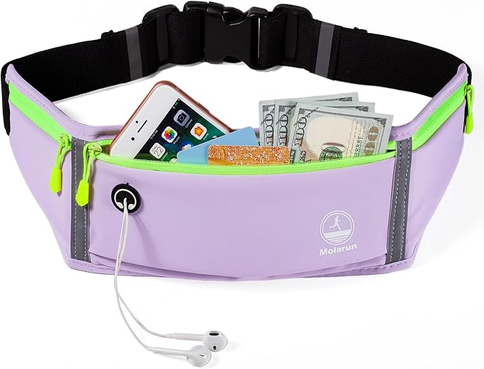 Running Belt Slim Fanny Packs for Women, Purple Waist Pack Running Fanny Pack Phone Holder for Running Sports Hiking Cycling