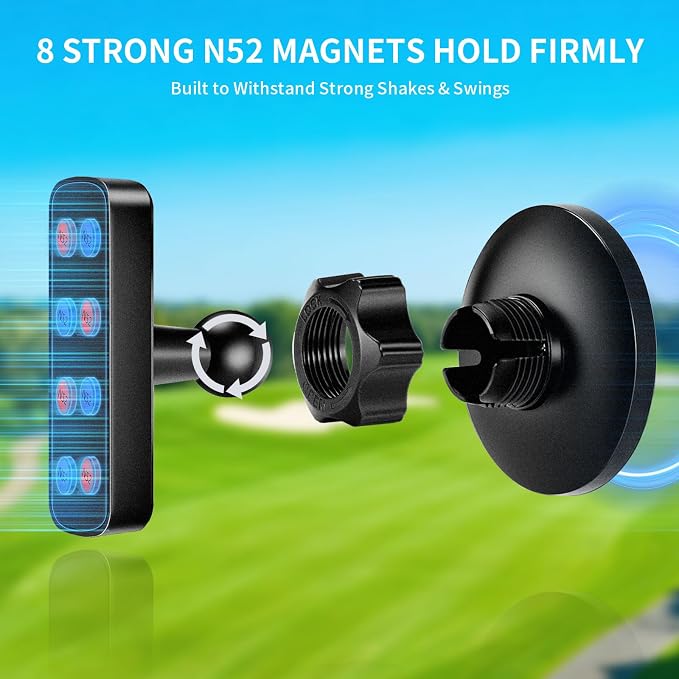 Magnetic Golf Cart Phone Holder Mount, Magnetic Phone Holder for Gym, Compatible with All Phones, Golfing Accessories Essentials Gifts for Men Women（Black）