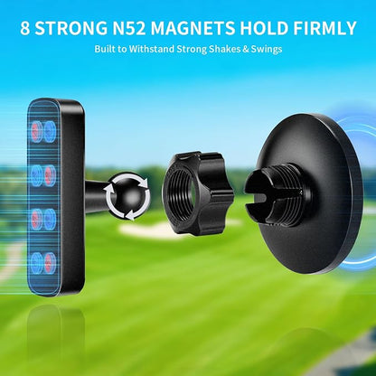 Magnetic Golf Cart Phone Holder Mount, Magnetic Phone Holder for Gym, Compatible with All Phones, Golfing Accessories Essentials Gifts for Men Women（Black）