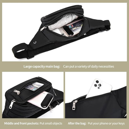 DAITET Crossbody Fanny Pack for Men&Women,Large Waist Bag & Hip Bum Bag with Adjustable Strap for Outdoors Workout Traveling Casual Running Hiking Cycling
