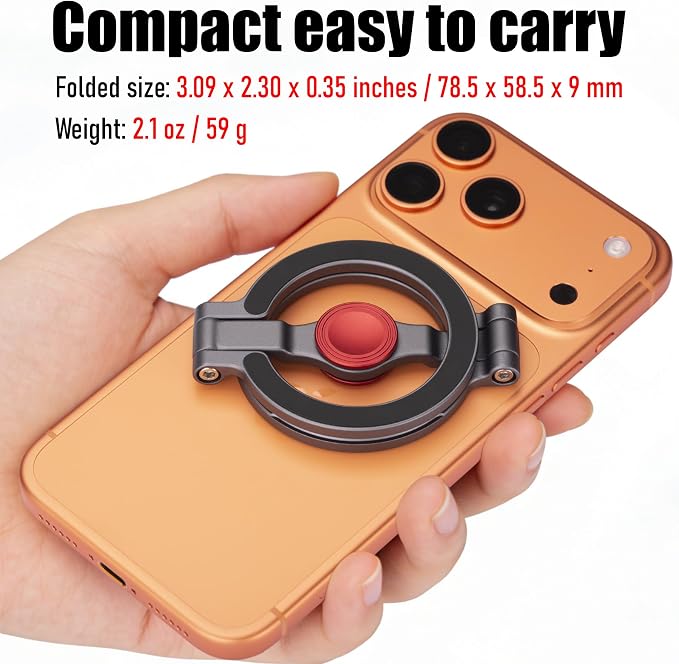 Magnetic Phone Stand & Fidget Spinner Combo for iPhone, MagSafe Compatible Dual Ring Grip, Foldable 360° Rotating Holder for Desk, Car, Gym, Travel, Stress Relief Finger Spinner