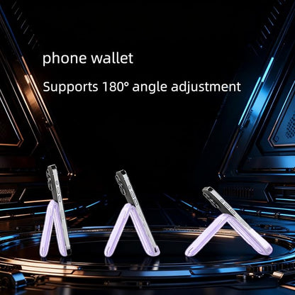 Upgraded for Magsafe Wallet, Strong Magnetic Phone Wallet with Adjustable Stand, Built in Makeup Mirror, 5 Card Holder, Rfid Blocking (Light Purple Fold)