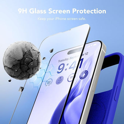 GONEZ for iPhone 15 Pro Max Case Silicone, Compatible with Magsafe, Camera Protector + Screen Protector, Soft Anti-Scratch Microfiber Lining, Liquid Silicone Shockproof Phone Cover, Cobalt Blue