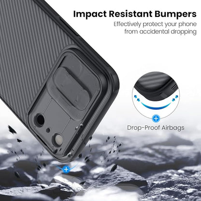 Nillkin for iPhone 17 Pro Case with Slide Camera Cover, Thin Slim Fit, Shockproof Protective, Protector Privacy, Phone Case iPhone 17 Pro Camera Lens Protector 6.3 inch, Transparent Black