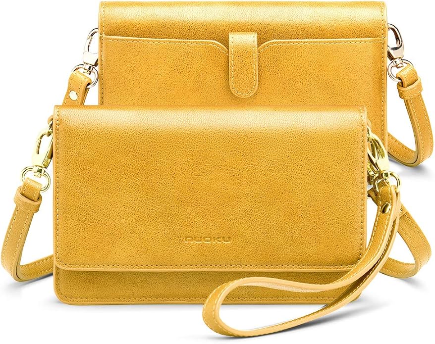nuoku Women Small Crossbody Bag Cellphone Purse Wallet with RFID Card Slots 2 Straps Wristlet