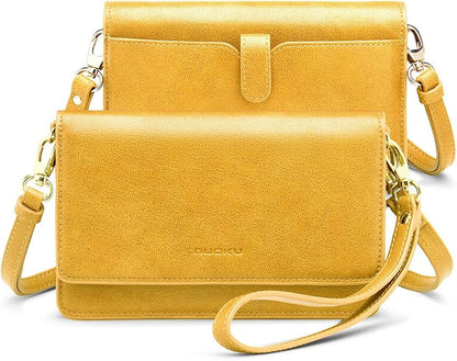 nuoku Women Small Crossbody Bag Cellphone Purse Wallet with RFID Card Slots 2 Straps Wristlet