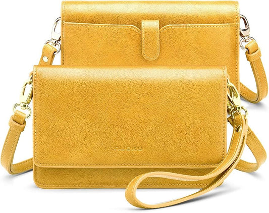 nuoku Women Small Crossbody Bag Cellphone Purse Wallet with RFID Card Slots 2 Straps Wristlet