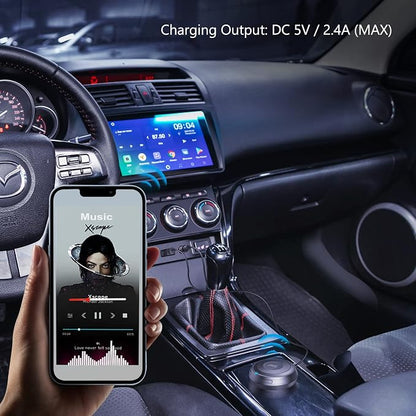 Bluetooth Car Adapter, 3.5mm Aux Bluetooth Adapter for Car/Home Stereo/Speakers, Blue-Tooth Audio Receiver with Ground Loop Noise Isolator, Hands-Free Calls, Dual Connection, 3.5mm AUX Input