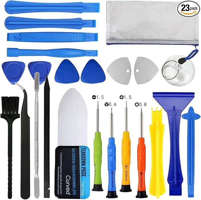 Spudger Tool Kit, 23 Pcs Cell Phone Repair Tool Kit, Pry Tools for Electronics, Metal Spudger, Plastic Pry Tool, Screwdrivers/Tweezers/Spudger Kits for iPhone, Laptop, Tablet, Computer, iPad