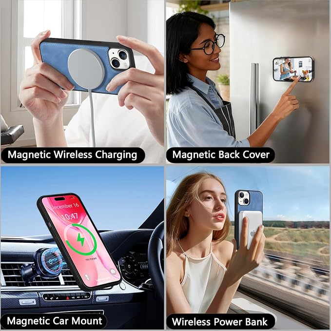 Wallet Case for iPhone 15 Plus with Card Holder/Crossbody Wallet/Strap| RFID Blocking | Magnetic | Kickstand | Detachable | PU Leather Phone Case for iPhone 15 Plus,6.7 in,Sky Blue
