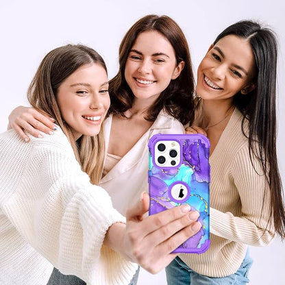 Hocase for iPhone 13 Pro Max Case, Heavy Duty Shockproof Protection Soft Silicone Rubber Bumper+Hard Plastic Hybrid Protective Case for iPhone 13 Pro Max (6.7") 2021 - When Purple Meets Blue