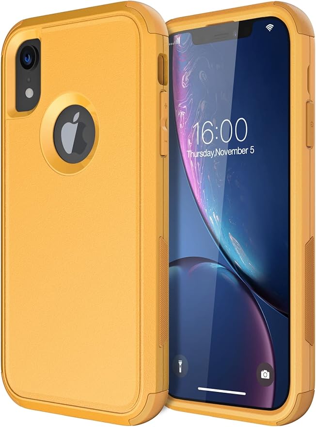 Diverbox for iPhone Xr Case [Shockproof] [Dropproof] [Dust-Proof],Heavy Duty Protection Phone Case Cover for Apple iPhone XR (Yellow)