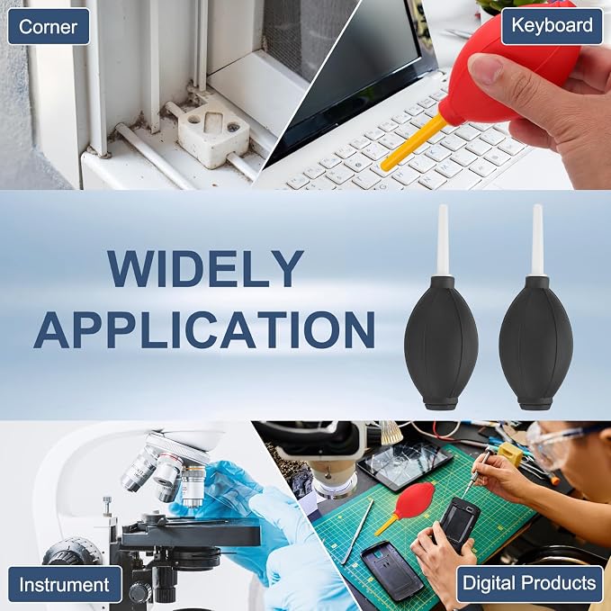 PATIKIL Soft Tip Air Blower Dust Blaster, 3 Pcs Rubber Bulb Air Pump Dust Blower Cleaner Cameras Lens Cleaning Tool with Long Nozzle for Camera Lens Computer Keyboard, Black/White