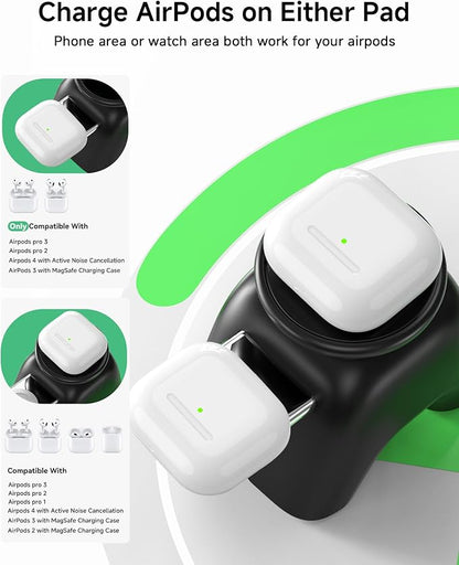 2026 Magnetic Wireless Charging Station, 15W Ultra-Fast Charger Stand for iPhone 17 16 15 14 13 12 Pro Max, 5W for Apple Watch&Airpods, 2-in-1 Foldable Charger for Home/Office/Travel(with 30W Adapter)