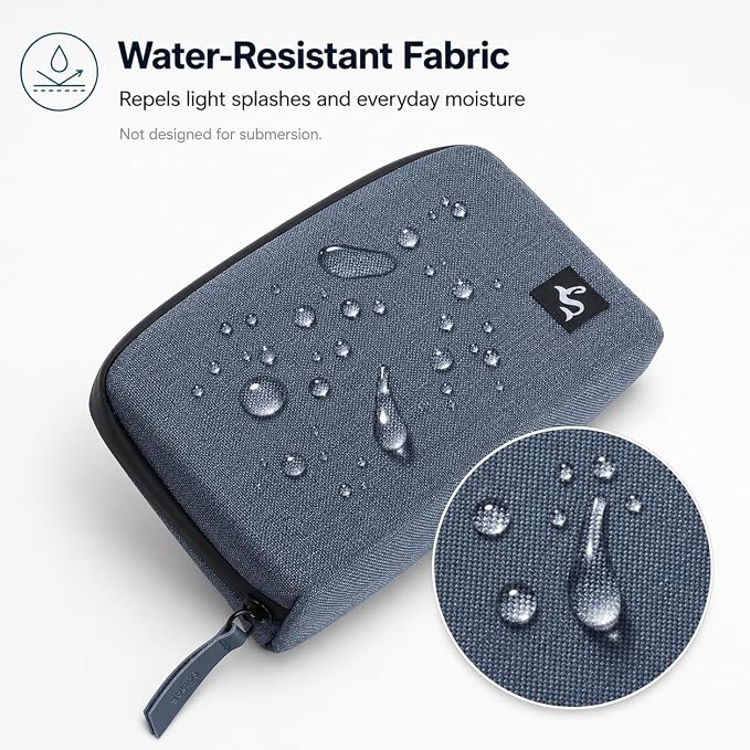 Small Electronics Organizer Travel Case, Cord and Cable Tech Bag Pouch | Compact soft tech Bag pouch for cables cords chargers earbuds and slim power bank water-resistant for travel, cruise and work