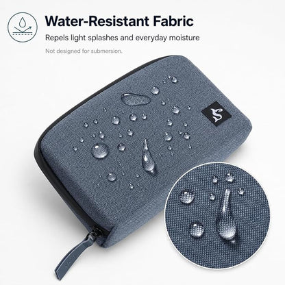 Small Electronics Organizer Travel Case, Cord and Cable Tech Bag Pouch | Compact soft tech Bag pouch for cables cords chargers earbuds and slim power bank water-resistant for travel, cruise and work