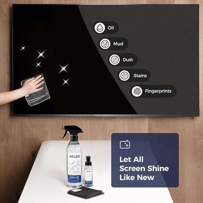 CLICK CLEAN Screen Cleaner Kit - 1 X Screen Cleaner for All Phones, Laptop and Tablet Screens, 2 X Cleaning Gel Mist, 1 Microfiber Cloth and 1 Glass Wipe Included